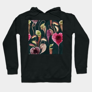 Carnivorous plants floral watercolor print. Pelican flower, Venus Flytrap. Exotic flowers botanical illustration. Hoodie